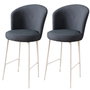 Hanah Home Juego 2 Taburetes de Bar Alte, Antracita y Blanco, 46x102x40 cm